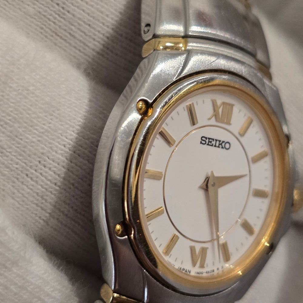 Seiko Women's Two Tone Watch White Dial Quartz Stainless Steel Dressy Classic - Picture 9 of 10